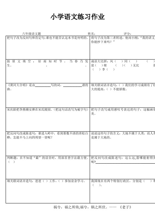 小学六年级语文课堂延伸练习 (90)