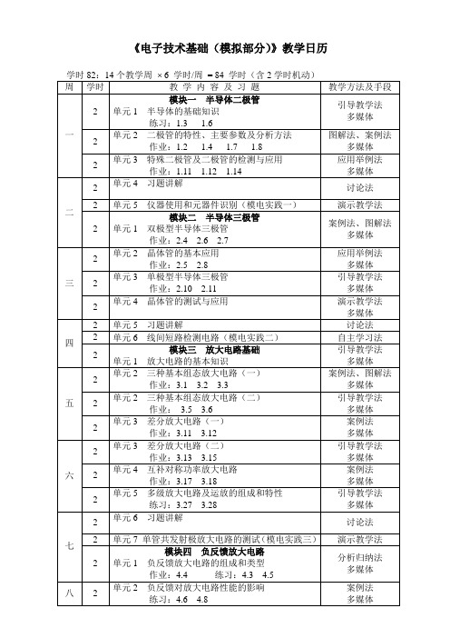 《电子技术基础(模拟部分)》教学日历