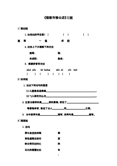 最新鲁教版(五四制)小学语文二年级下册《宿新市徐公店》精选习题(精品)