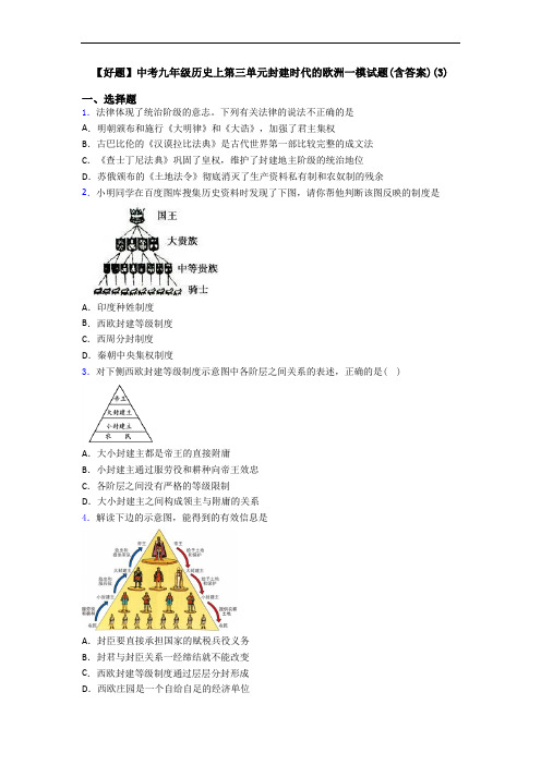 【好题】中考九年级历史上第三单元封建时代的欧洲一模试题(含答案)(3)