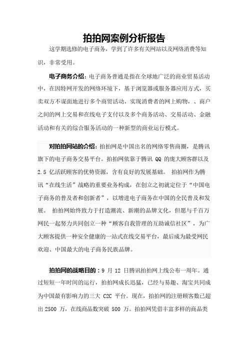 拍拍网案例分析报告