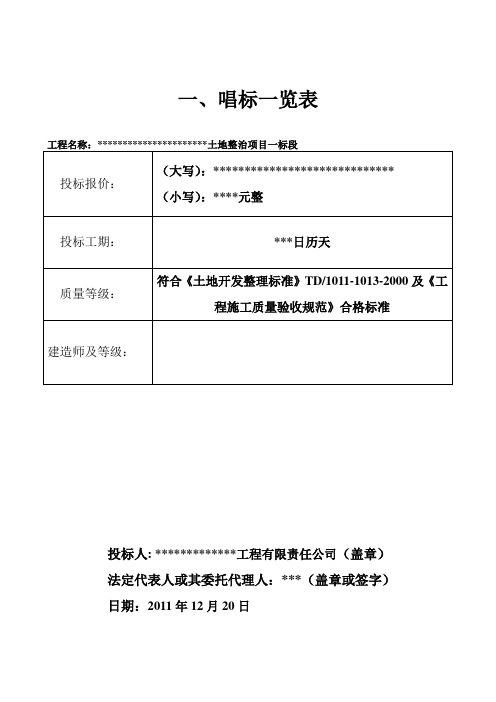 土地整治投标书范文