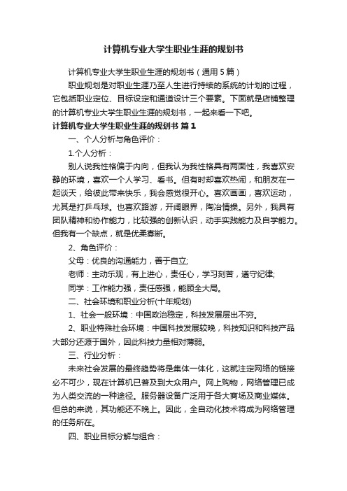 计算机专业大学生职业生涯的规划书