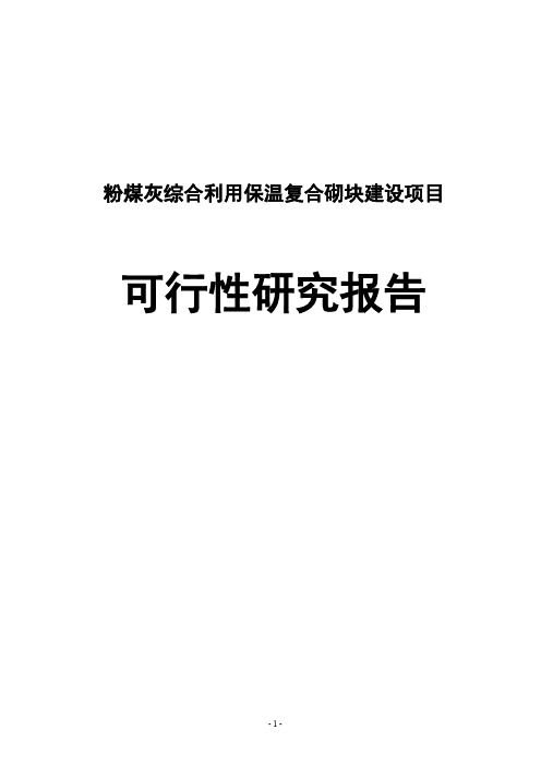 粉煤灰综合利用保温复合砌块建设项目可行性研究报告