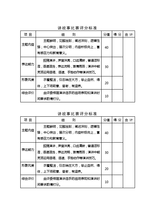 讲故事比赛评分标准