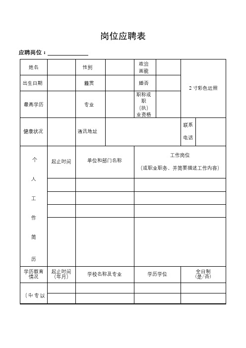 岗位应聘表【模板】