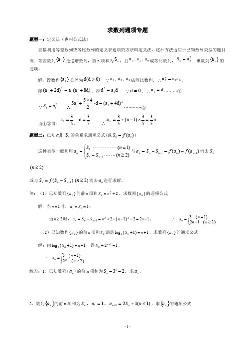 (完整版)数列求通项专题(总复习专题-方法全面-有答案)全