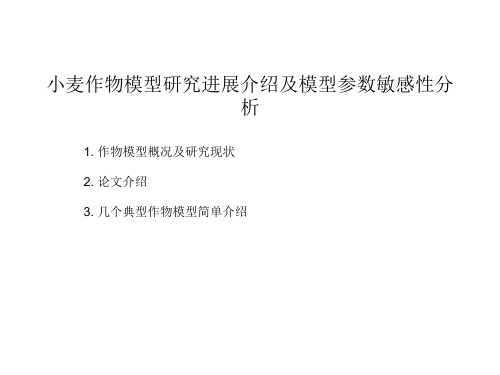 小麦作物模型研究进展介绍及模型参数敏感性分析