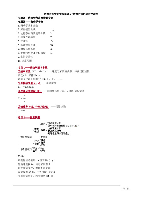 药物与药学专业知识讲义-药物的体内动力学过程