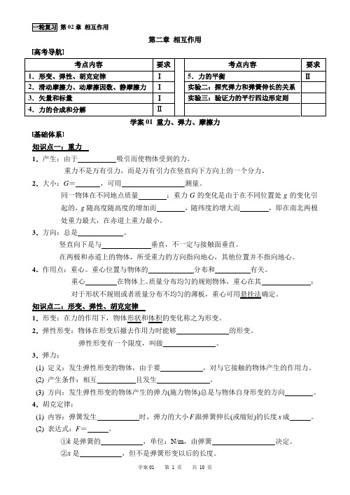 2018高考物理一轮复习第02章学案01 重力、弹力、摩擦力[导学案]TK