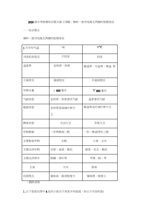 秦岭—淮河线南北两侧的地理差异