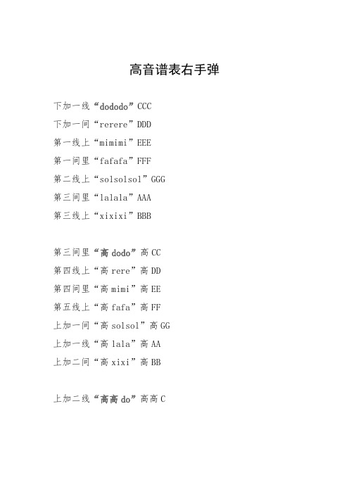 高低音谱表记忆口诀