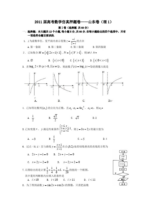 2011届山东高考理科数学仿真模拟押题卷1