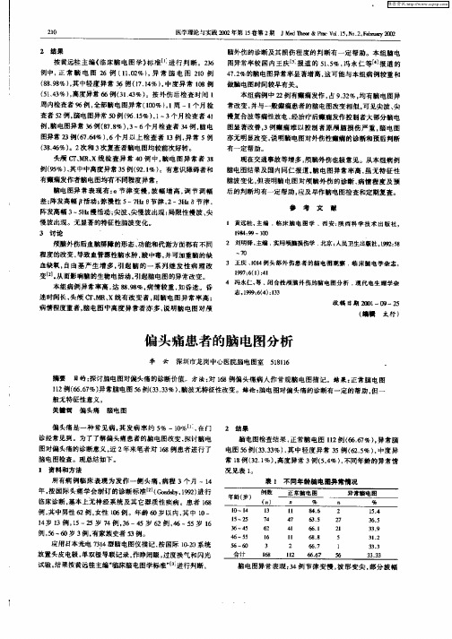 偏头痛患者的脑电图分析