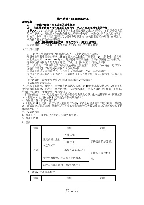 人民版高中历史选修一专题六《穆罕默德阿里改革》教学教案-精选教学文档