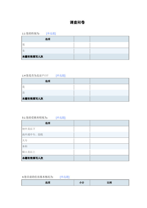 单身公寓调研问卷