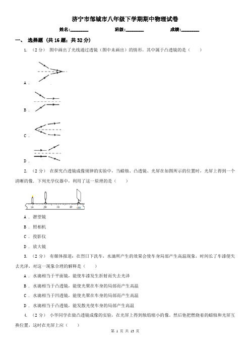 济宁市邹城市八年级下学期期中物理试卷