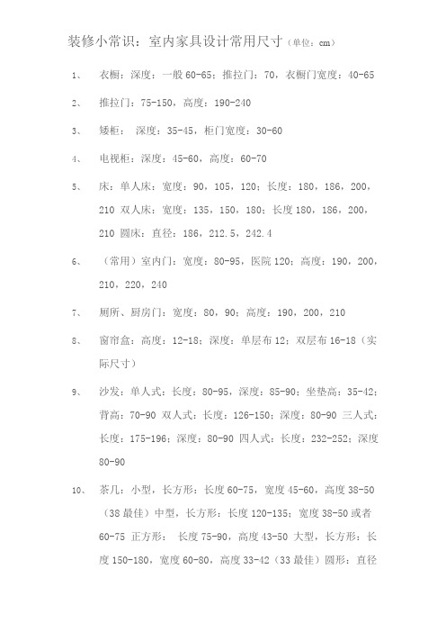 装修必备：室内装修设计常用尺寸