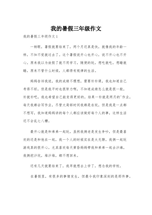 我的暑假三年级作文