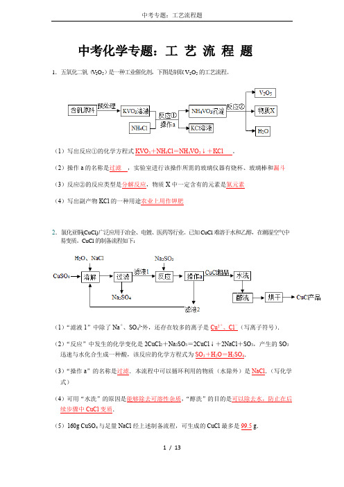 中考专题:工艺流程题
