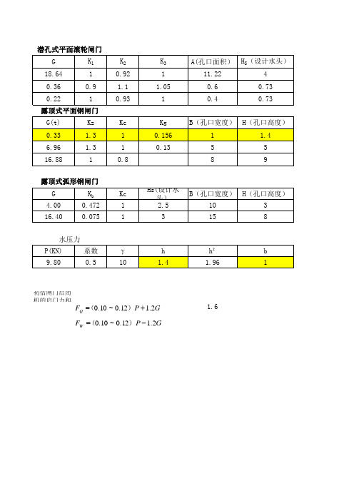 钢闸门重量计算