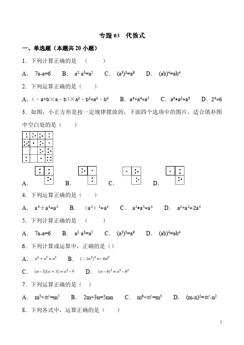 中考数学专题之代数式3试题及详细解析    