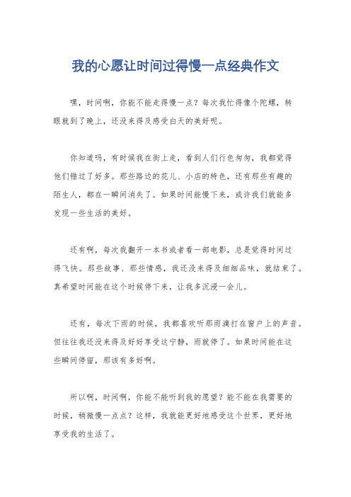 我的心愿让时间过得慢一点经典作文