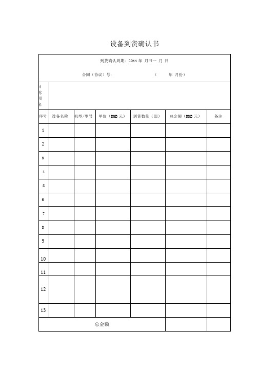 到货确认书、验收报告模板