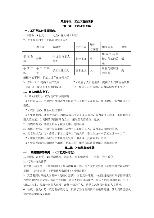 八年级下册历史与社会全套复习资料