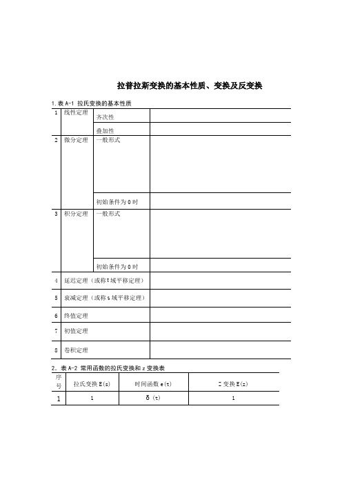 拉普拉斯变换的基本性质、变换及反变换