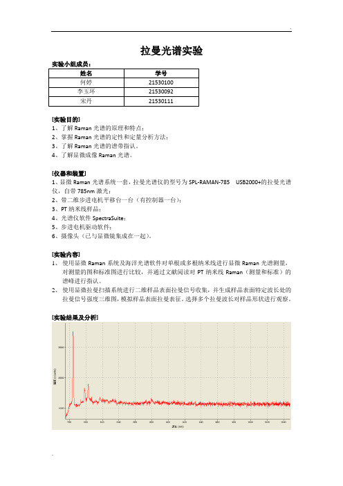 拉曼光谱实验报告 (2)