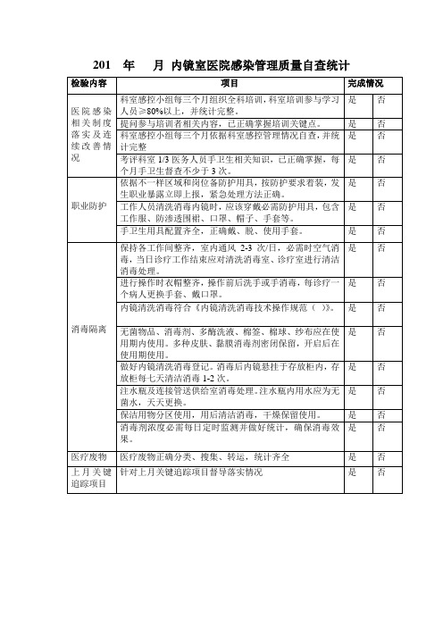 内镜室感染管理质量自查表