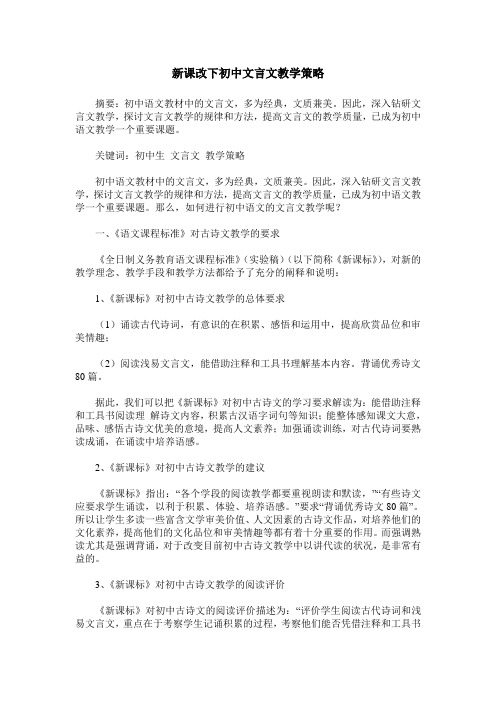 新课改下初中文言文教学策略