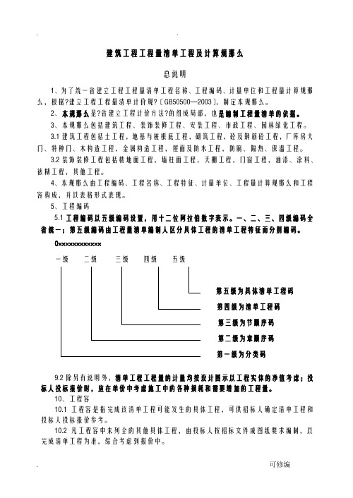 建筑工程工程量清单项目及计算规则