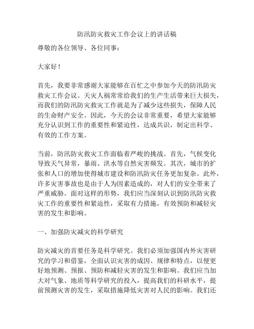 防汛防灾救灾工作会议上的讲话稿