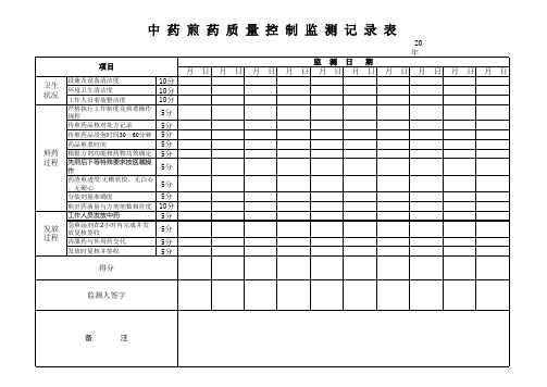 煎药室定期消毒及每日清洁记录