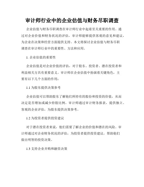 审计师行业中的企业估值与财务尽职调查