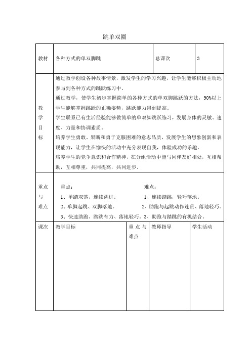 二年级体育教案跳单双圈 (1)