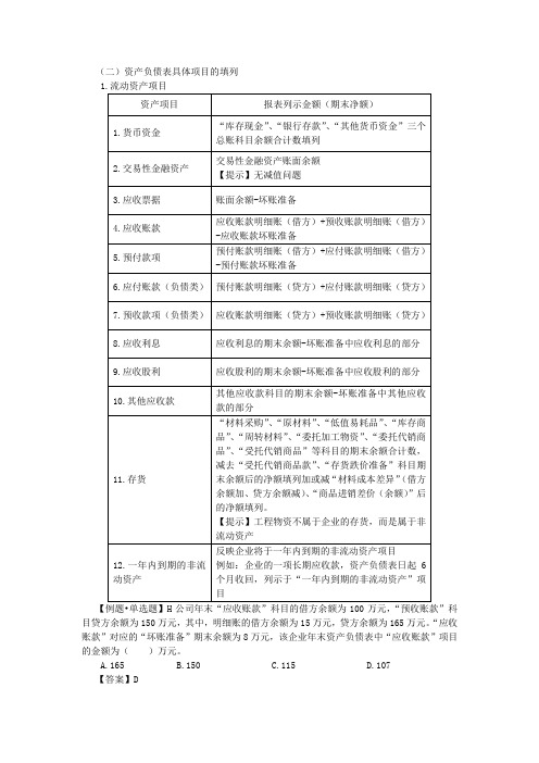 第60讲资产负债表资产项目的填列方法