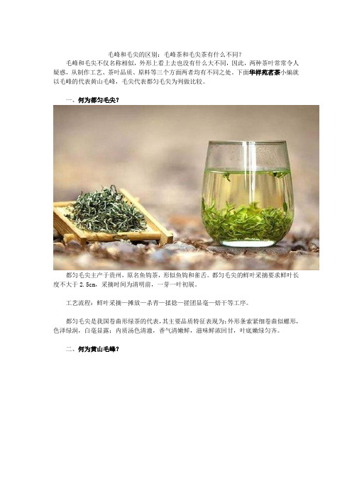 毛峰和毛尖的区别：毛峰茶和毛尖茶有什么不同？