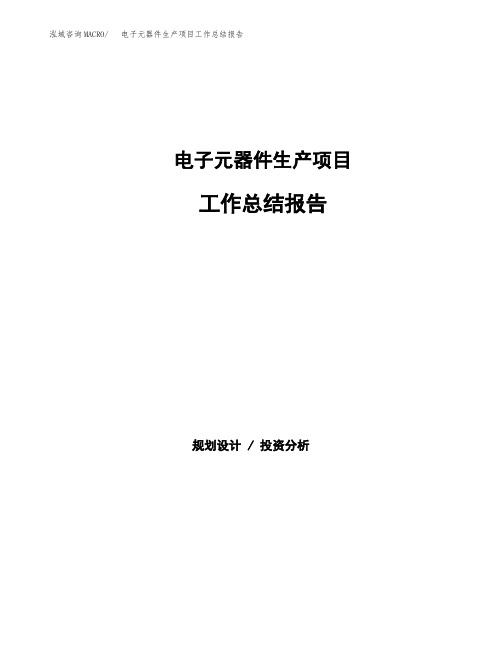 电子元器件生产项目工作总结报告