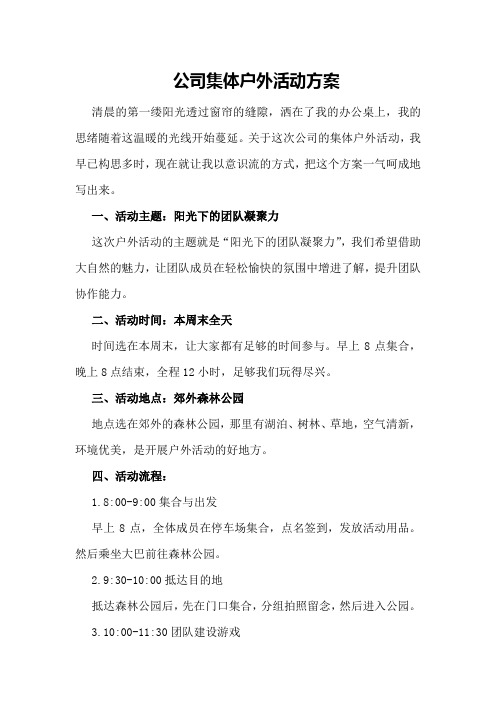 公司集体户外活动方案