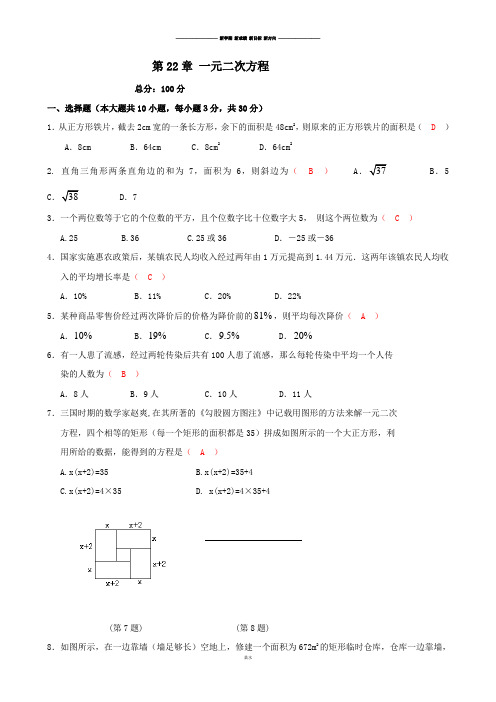 华师大版九年级数学上册第22章 一元二次方程.docx