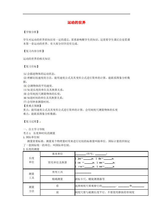 福建省南安市石井镇厚德中学中考物理第一轮复习 运动