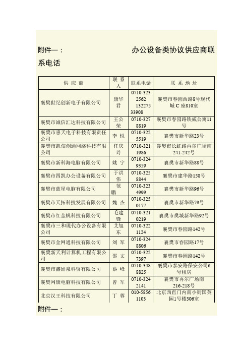 襄阳政府采购协议单位