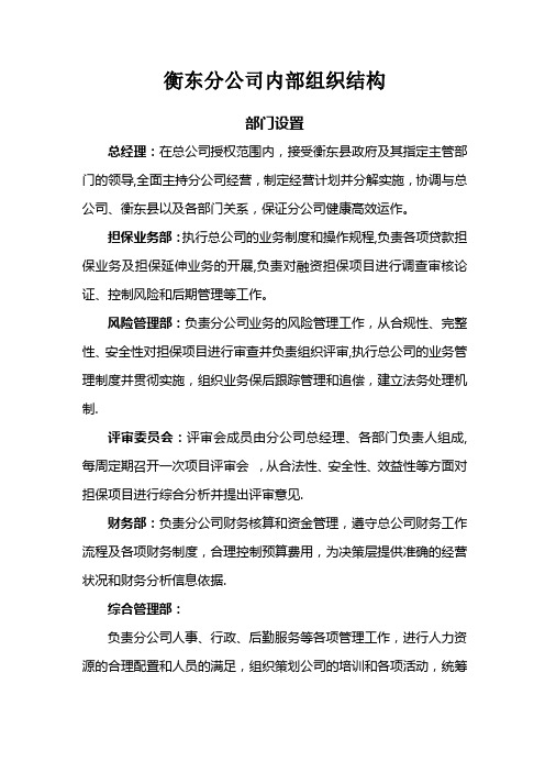 担保公司内部组织结构