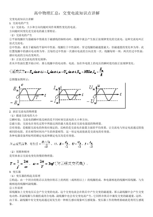 高中物理汇总：交变电流知识点详解