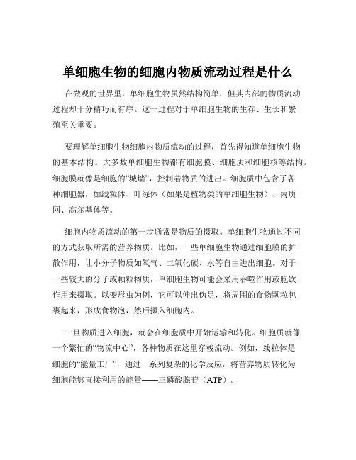 单细胞生物的细胞内物质流动过程是什么