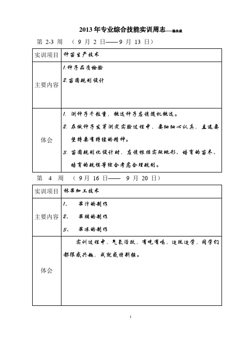 专业综合技能实训