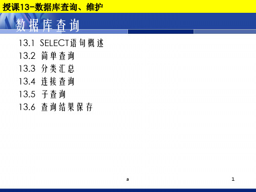 数据库查询PPT课件